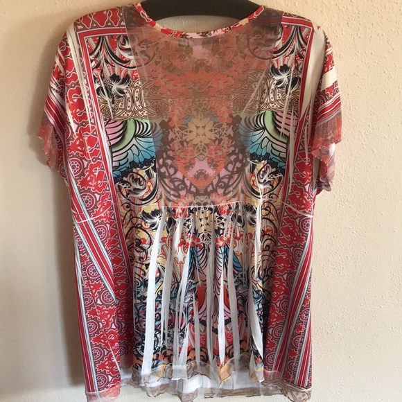 55) NWOT Blouse/tunic. Pretty multicolored print! - Picture 8 of 12